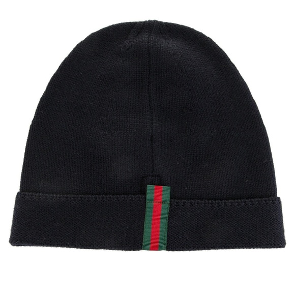GUCCI LOVED Navy Wool Beanie - Picture 4 of 11